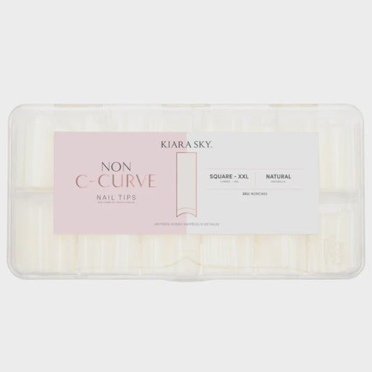 Kiara Sky Nail Tip Non C-Curve Nail Tips XXL Square Natural