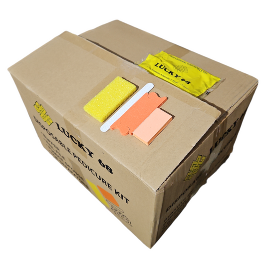 Lucky 68 Pedicure Kit 4 Yellow Pumice File Buffer Toe #MK02
