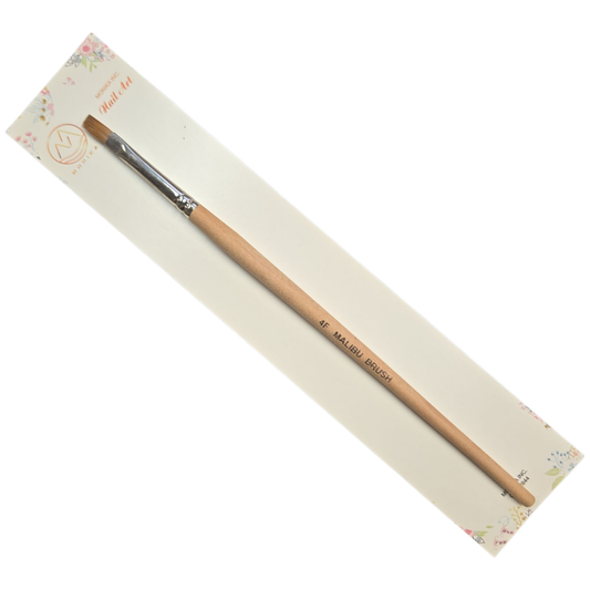 Malibu Nail Art Brush – 4F Flat, Brown Bristles, Wood Handle