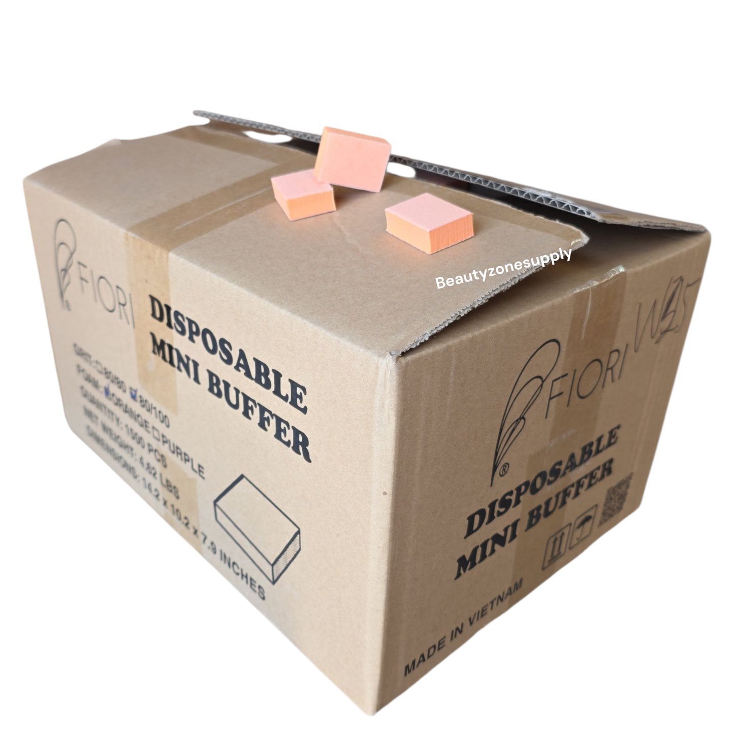 Mini Nail Buffer Orange White Grit 80/100 1500 pc #W25