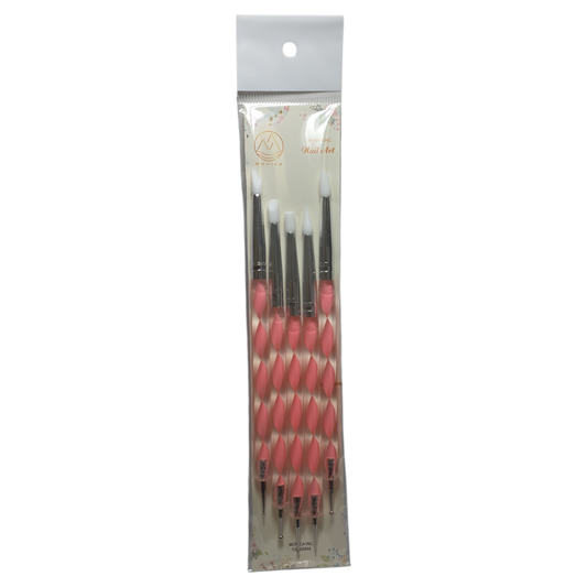 Monika Nail Art Brush & Silicone Shaping Dotting Tool Set – 5 pcs