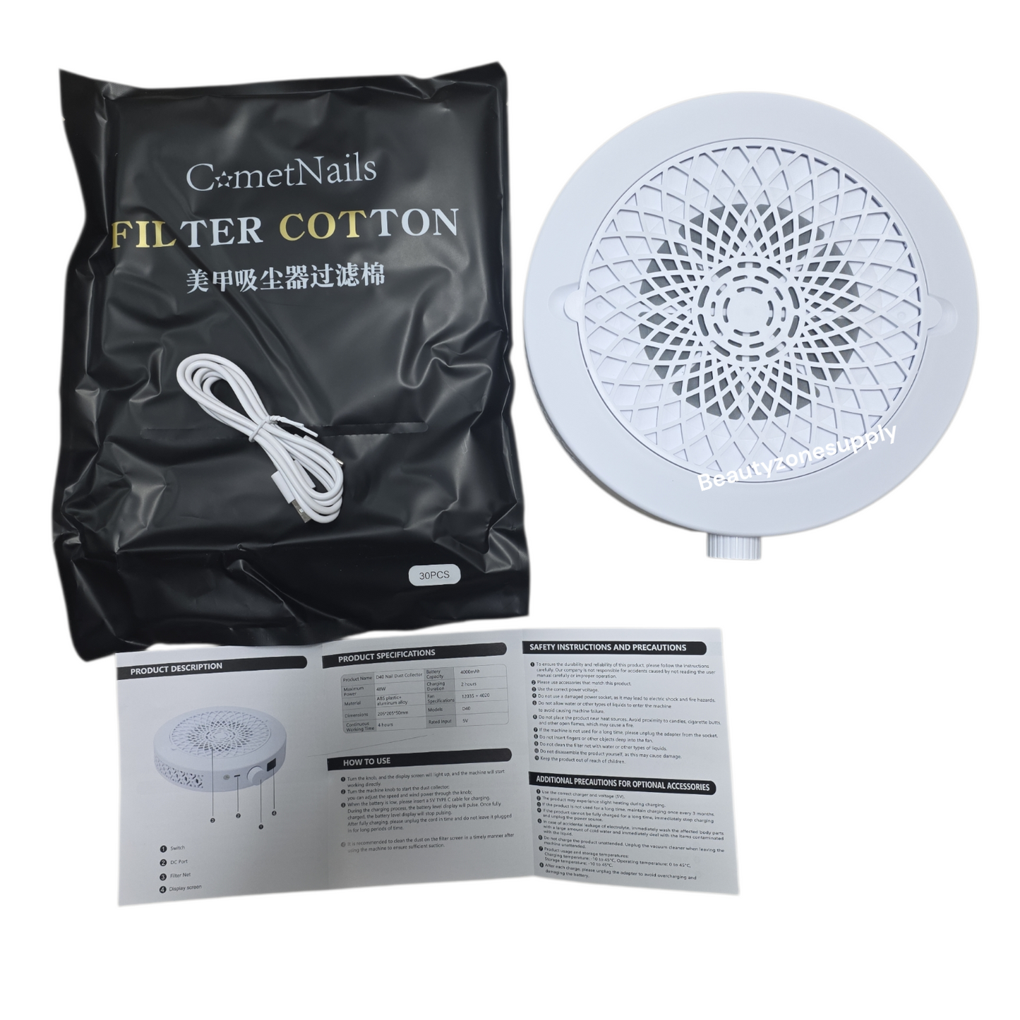 Monika D40 Pro Dust Collector For Nail Salon White