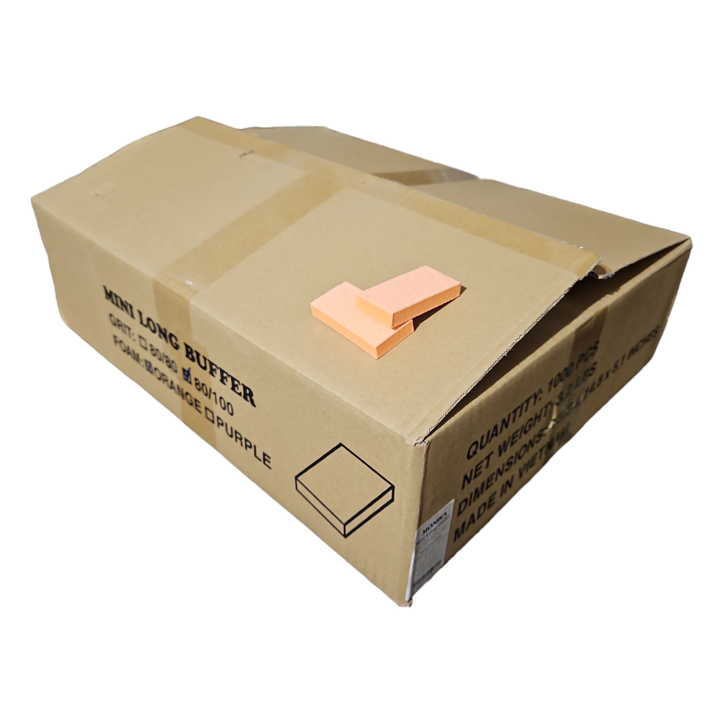 Monika Mini Long Nail Buffer Orange White 80/100 1000 pc #MB02