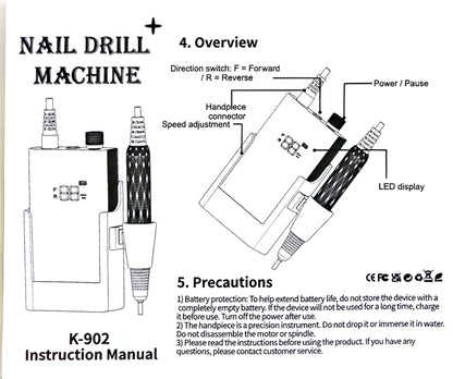 Monika Rechargeable Electric Nail Drill Machine up 35K #K902