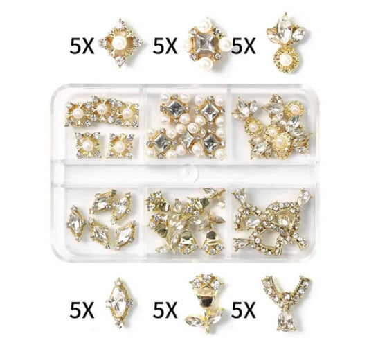 Nail Art Rhinestone Crytal AB Gold Nail Charm XZ2019