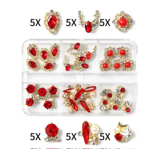 Nail Art Rhinestone Red Crytal AB Nail Charm xz2123