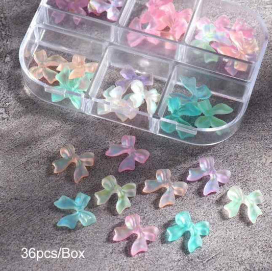 Nail Charm Resin Bows – 36pcs/Box (8698)