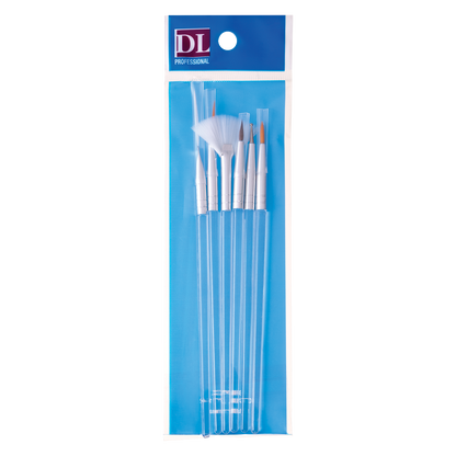 Nail Art Brush Set with Clear Handles - 6 pc DL-C98