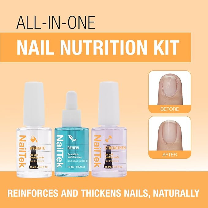 Nail Tek Nail Recovery Kit- For Soft, Peeling Nails- Formula 2 Hydrate, Strengthen, Renew-Cuticle Oil #37807