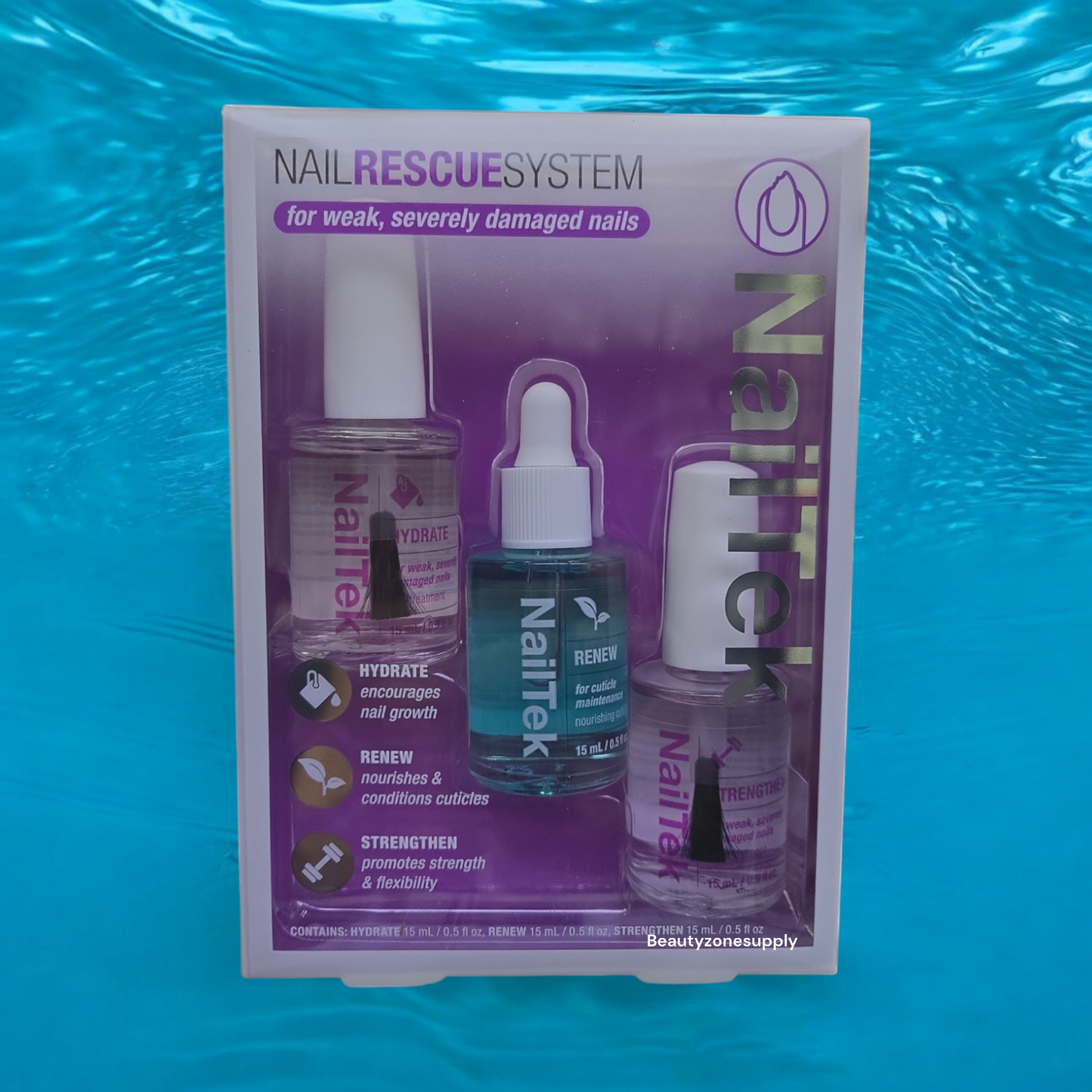 Nail Tek Nail Rescue Kit - For Weak, Damaged Nail- Formula 4 Hydrate, Strengthen, Renew-Cuticle Oil #37809