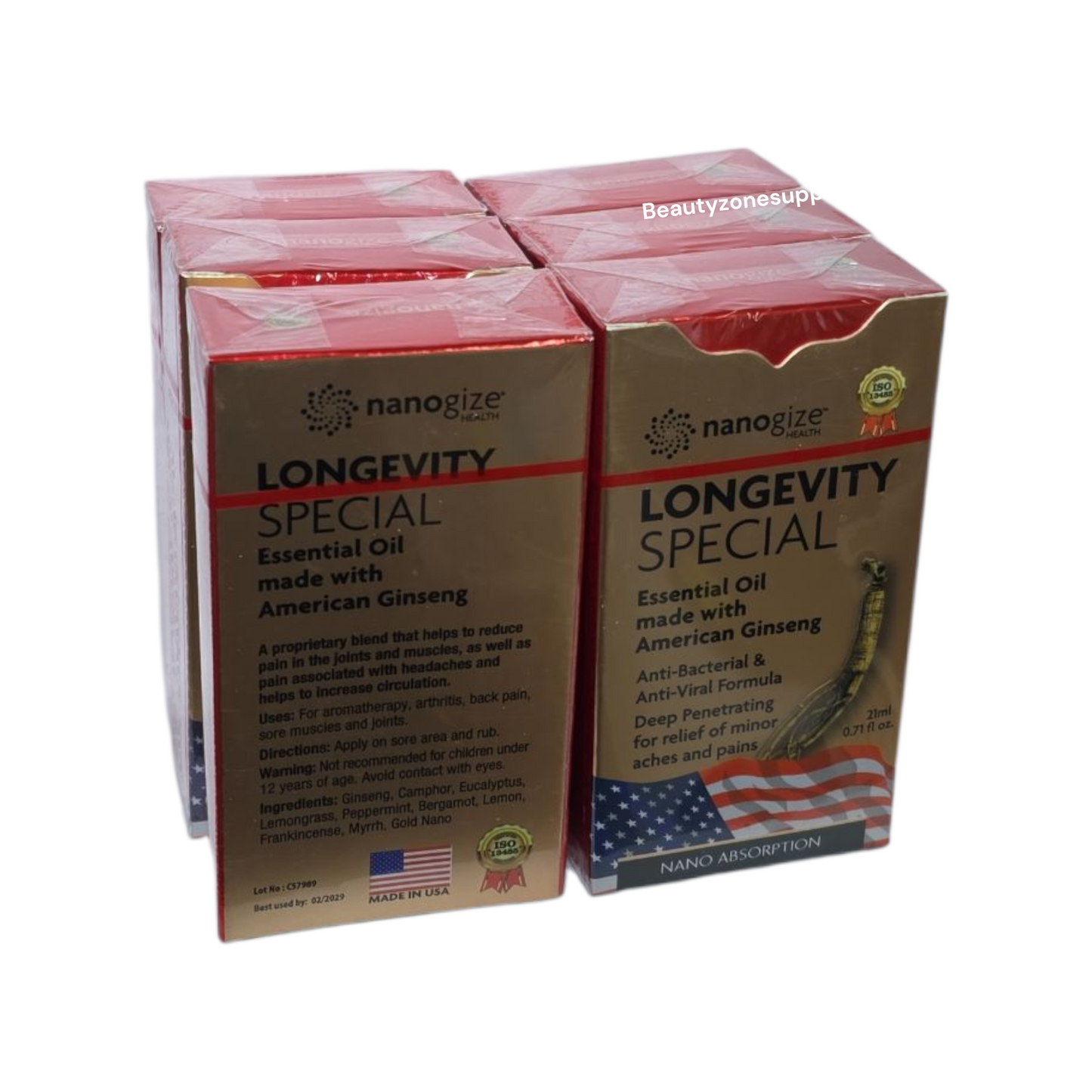 Nanogize Longevity Special Ginseng Essential Oil Dầu Sâm Box 6 bottle 20 ml