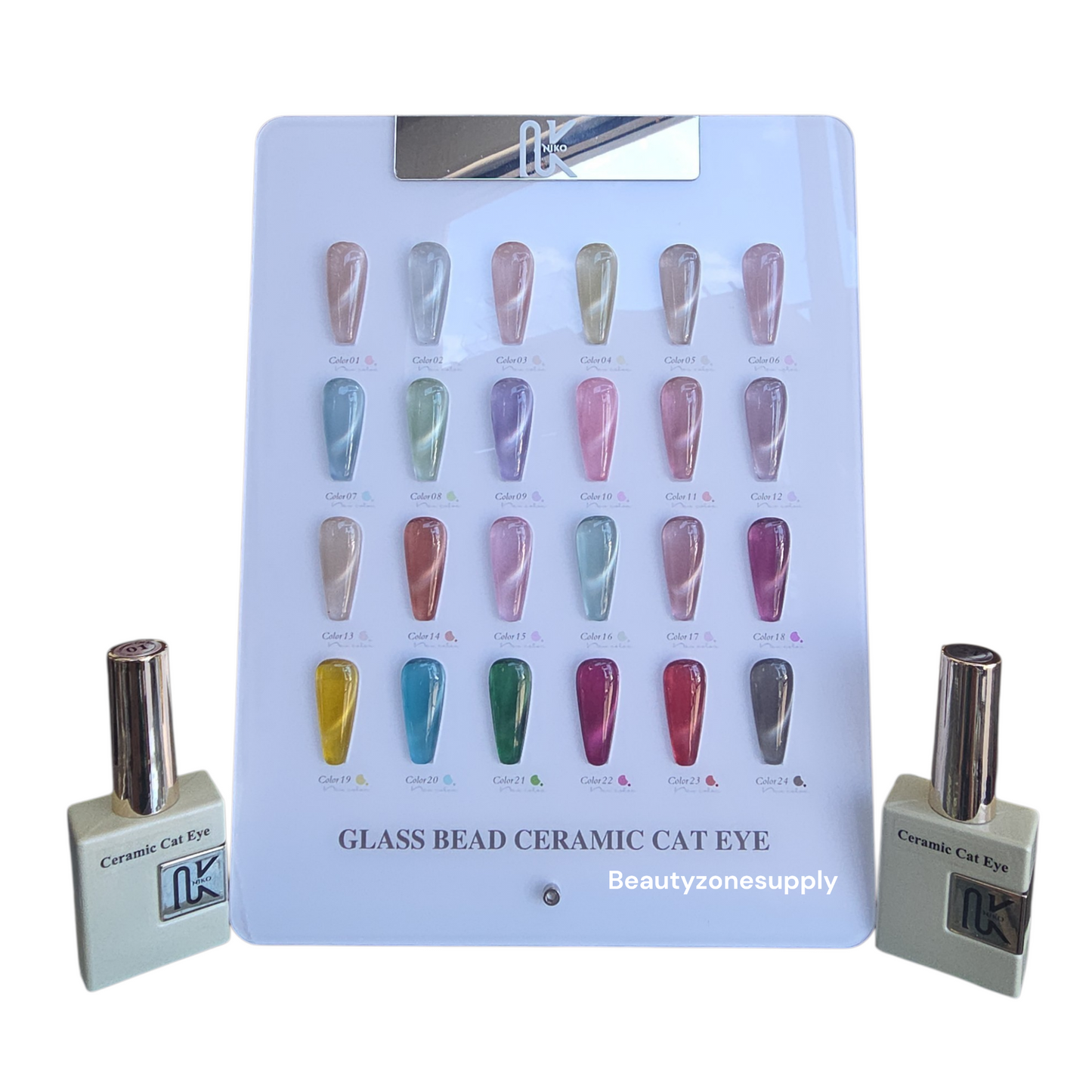 Niko Gel Color Glass Bead Ceramic Cat Eye Set 24 Colors