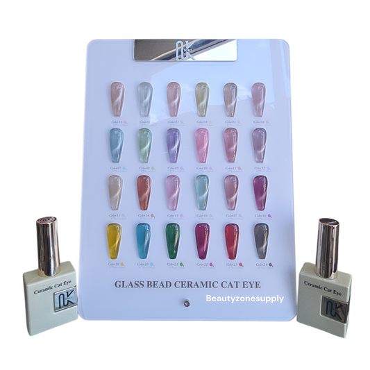 Niko Gel Color Glass Bead Ceramic Cat Eye Set 24 Colors