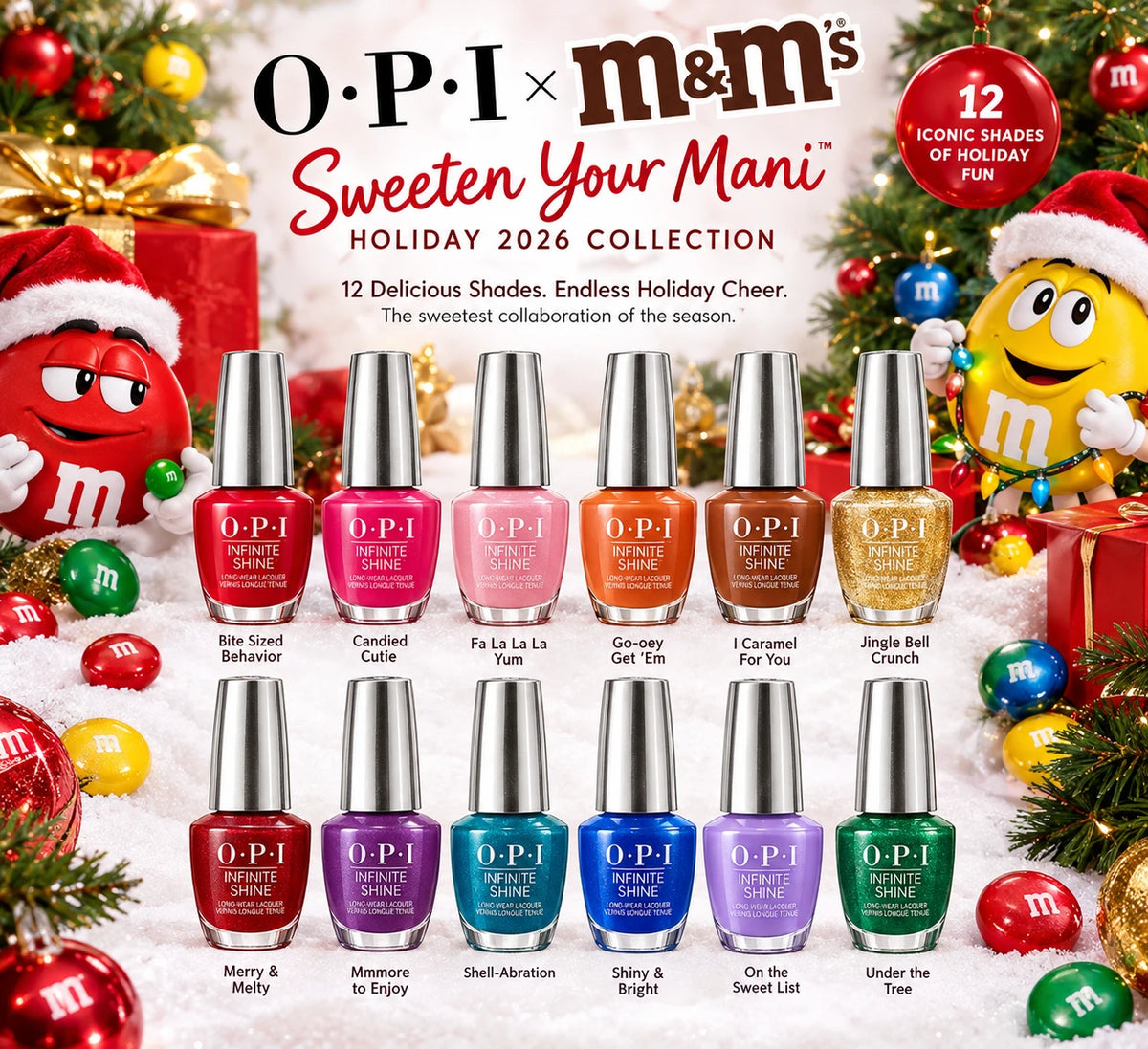 OPI Infinite Shine OPI x M&M’s Holiday 14 pc With Display #HRT45