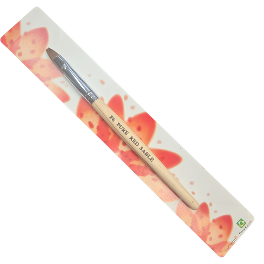 Pure Red Sable Gel Brush – #6F Flat (Wood Handle)