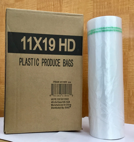 Roll Clear Plastic HDPE Bag 11x19 Case 4 Roll