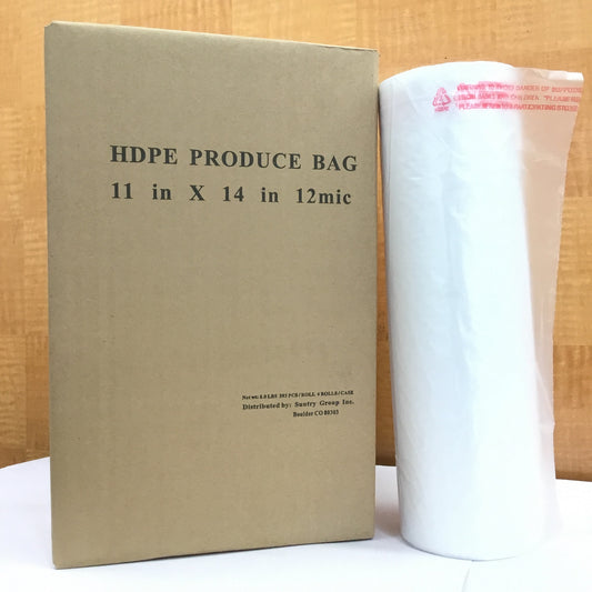 Roll Clear Plastic HDPE Bag 11x14 Case of 4 Rolls