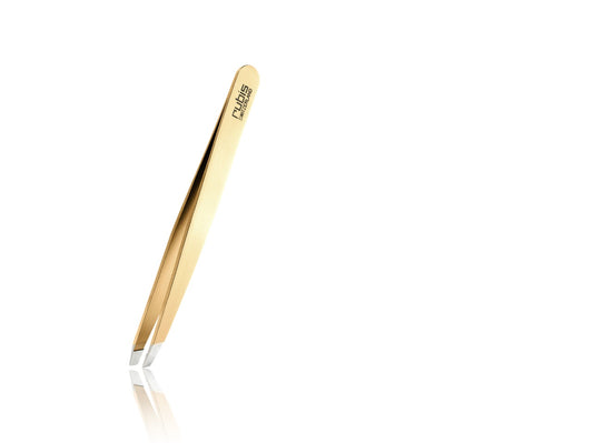Rubis Switzerland Swiss Tweezers Gold Slanted Tip 3-3/4" #18832