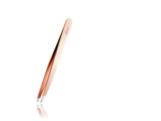 Rubis Switzerland Swiss Tweezers Rose Gold Slanted Tip 3-3/4" #18834