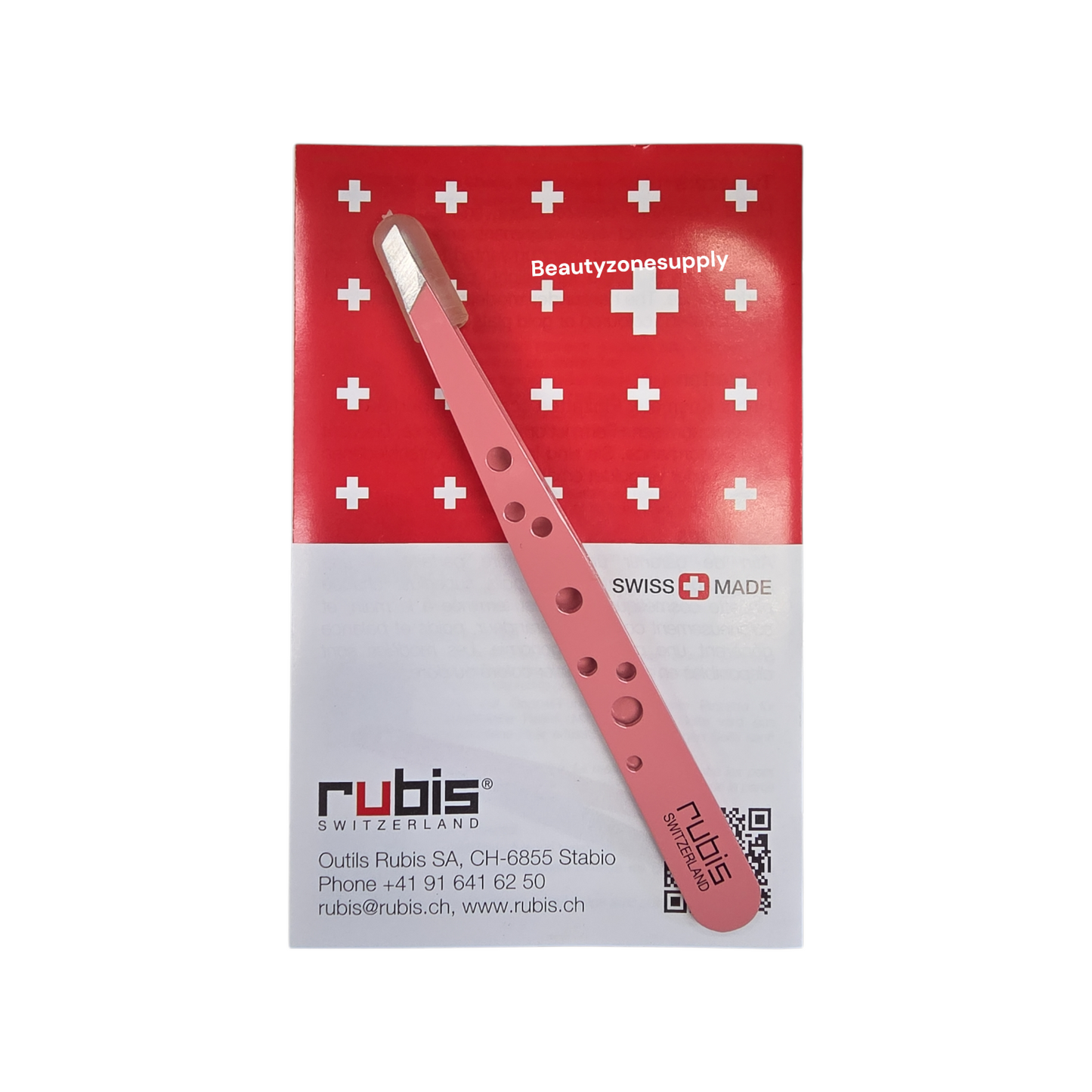 Rubis Switzerland Swiss Elegance Tweezers Pink Swiss Slanted Tip 3-3/4" #18608