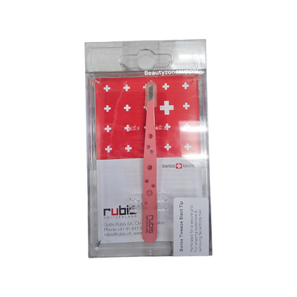 Rubis Switzerland Swiss Elegance Tweezers Pink Swiss Slanted Tip 3-3/4" #18608