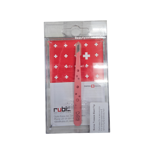 Rubis Switzerland Swiss Elegance Tweezers Pink Swiss Slanted Tip 3-3/4" #18608
