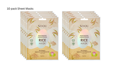 SOQU Sheet mask Moisturizing & Brightening Rice 10 pack Sheet masks