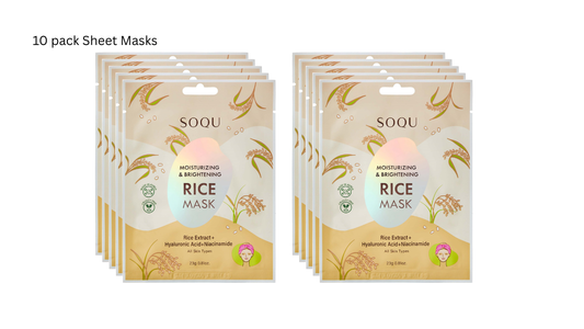 SOQU Sheet mask Moisturizing & Brightening Rice 10 pack Sheet masks