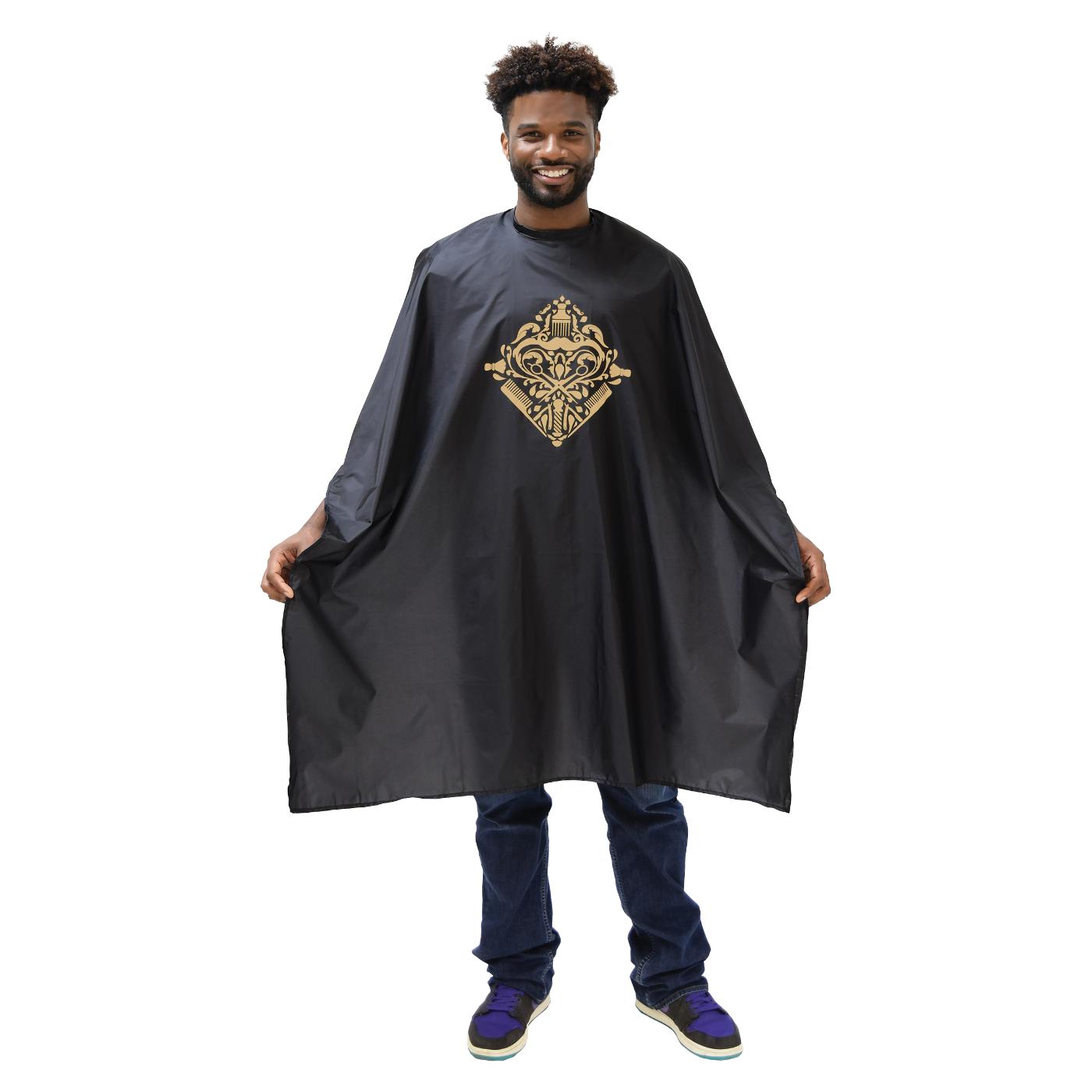 Scalpmaster Barber Cape with Metallic Gold Design #4137