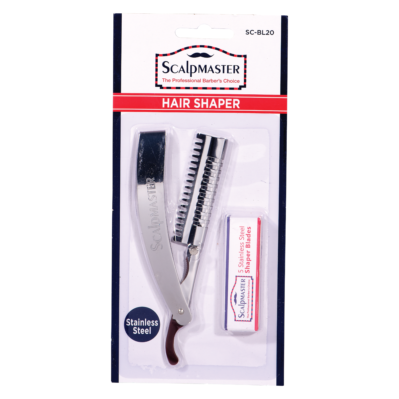 Scalpmaster Hair Shaper Stainless steel plus 5 blades 7-3/4" SC-BL20