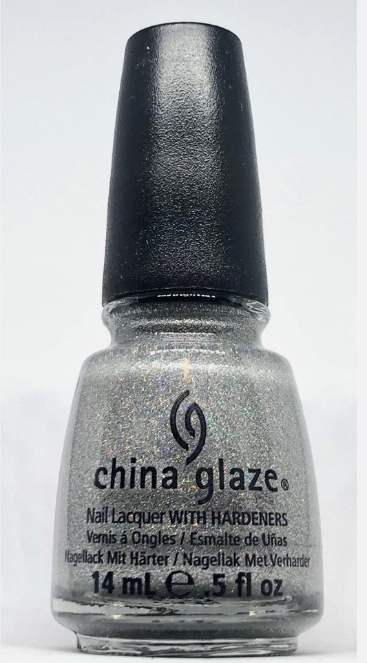China Glaze Nail Polish Glistening Snow 1118 Holographic Silver Glitter Lacquer