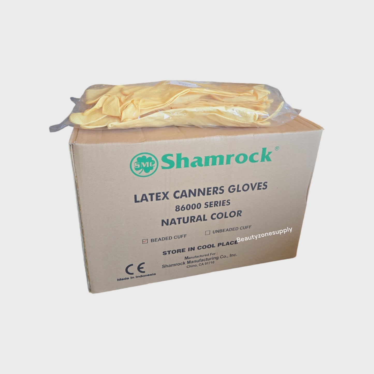 Shamrock Latex Canners Gloves Natural Color Pack 12 pairs - BeautyzoneNailSupply