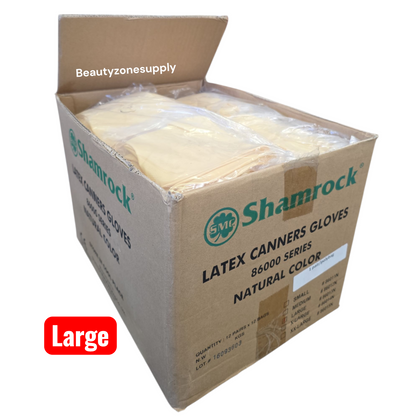 Shamrock Latex Canners Gloves Natural Color Pack 12 pairs - BeautyzoneNailSupply