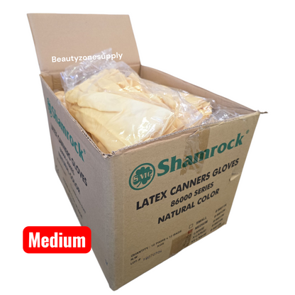 Shamrock Latex Canners Gloves Natural Color Pack 12 pairs - BeautyzoneNailSupply