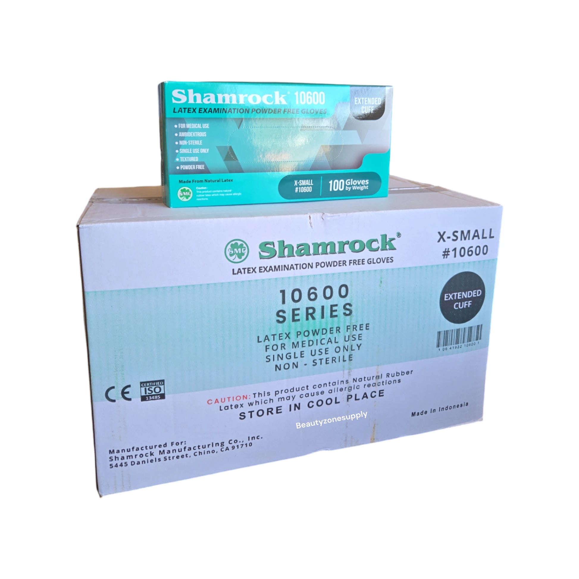 Shamrock Latex Powder Free Medical Gloves Extended Cuff - BeautyzoneNailSupply