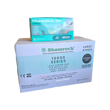 Shamrock Latex Powder Free Medical Gloves Extended Cuff - BeautyzoneNailSupply