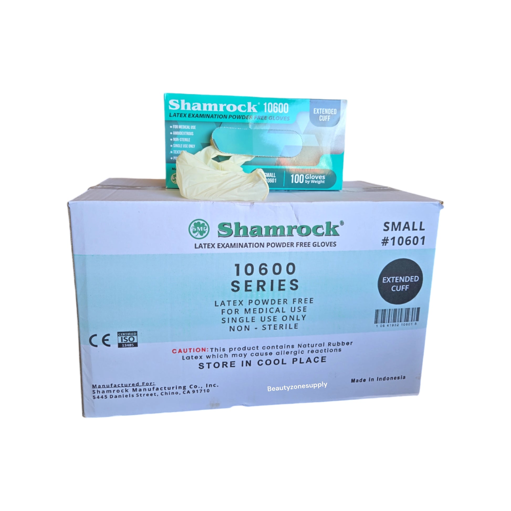 Shamrock Latex Powder Free Medical Gloves Extended Cuff - BeautyzoneNailSupply