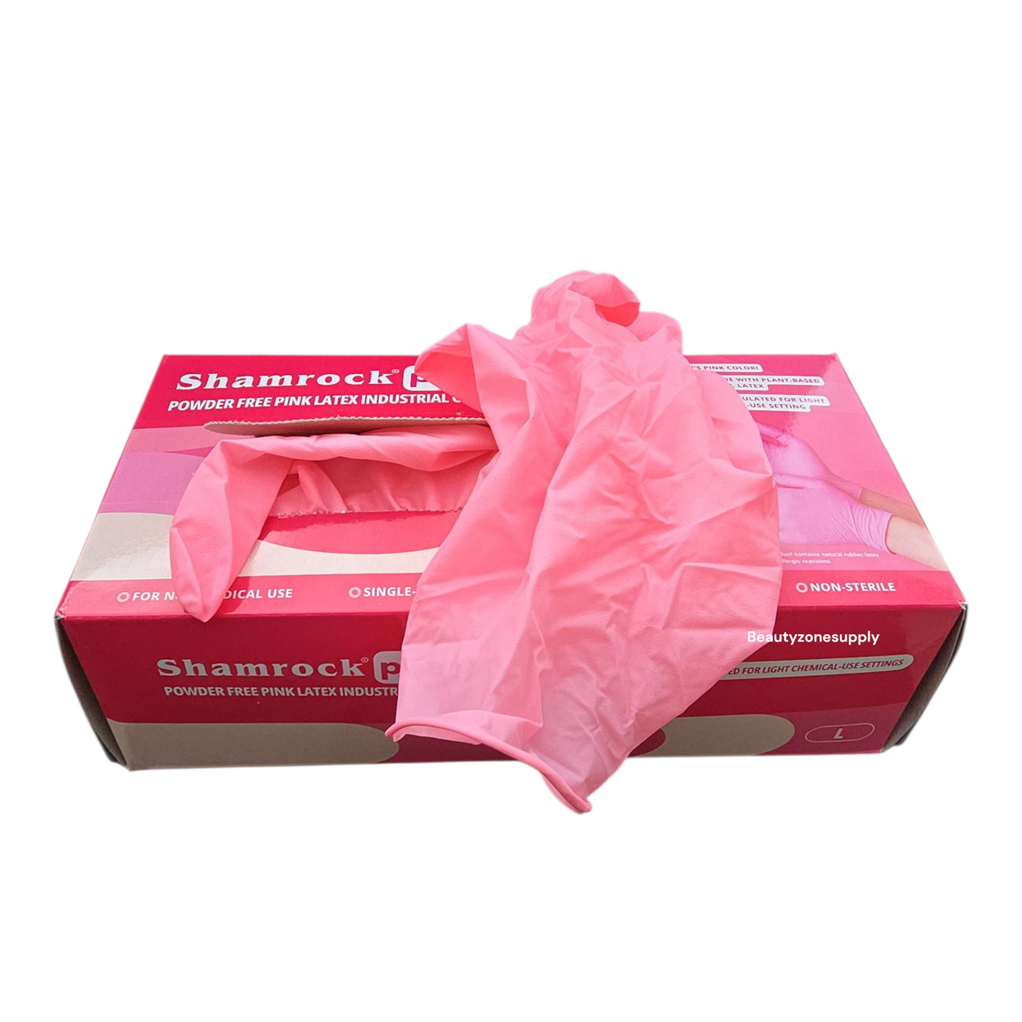 Shamrock Pinka Powder Free Latex Industrial Gloves Case 10 Box - BeautyzoneNailSupply