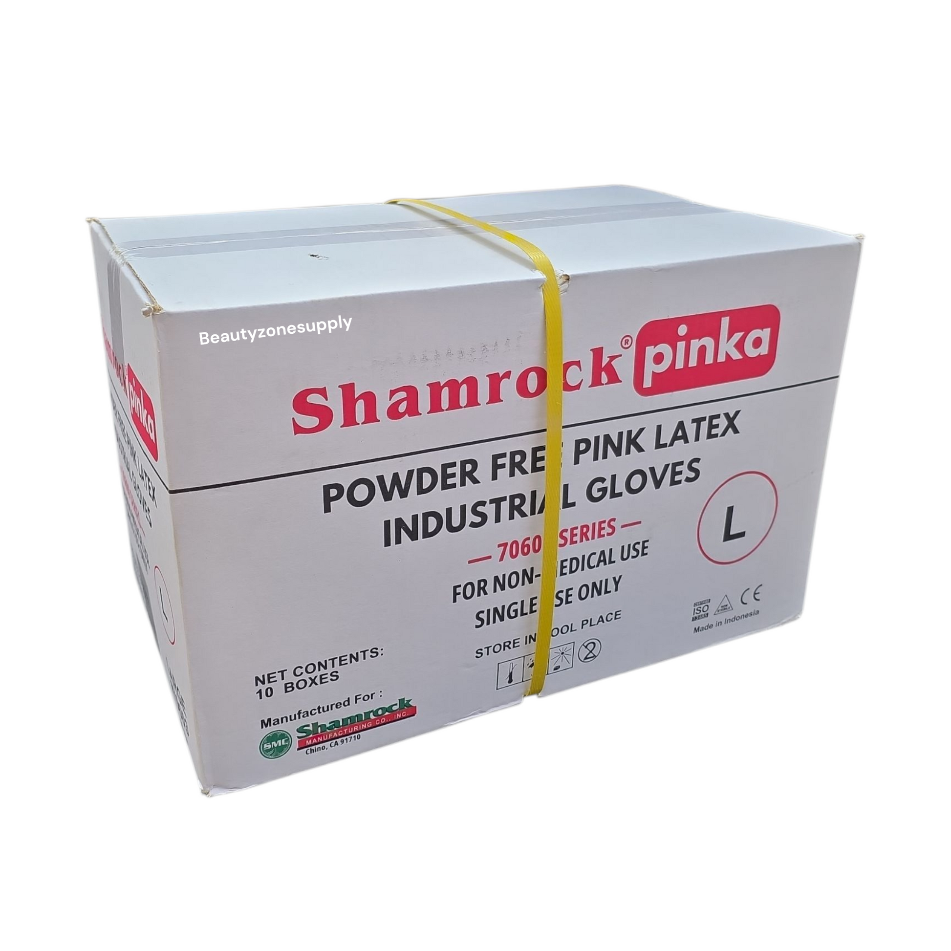 Shamrock Pinka Powder Free Latex Industrial Gloves Case 10 Box - BeautyzoneNailSupply