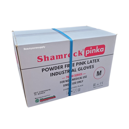 Shamrock Pinka Powder Free Latex Industrial Gloves Case 10 Box - BeautyzoneNailSupply