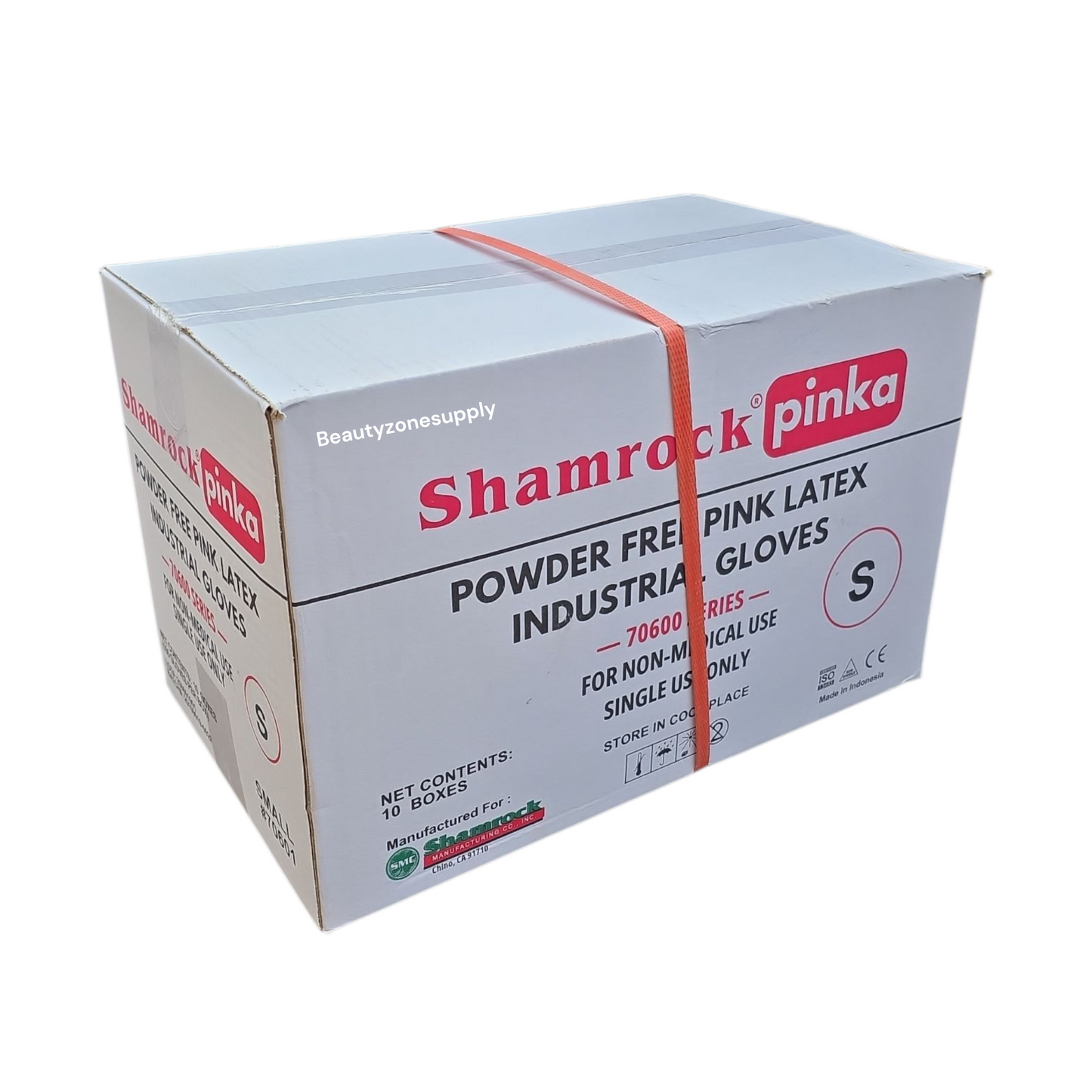 Shamrock Pinka Powder Free Latex Industrial Gloves Case 10 Box - BeautyzoneNailSupply