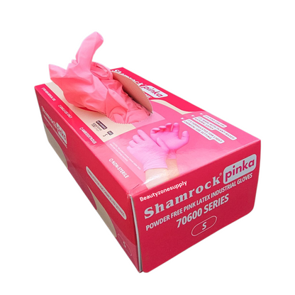 Shamrock Pinka Powder Free Latex Industrial Gloves Case 10 Box - BeautyzoneNailSupply