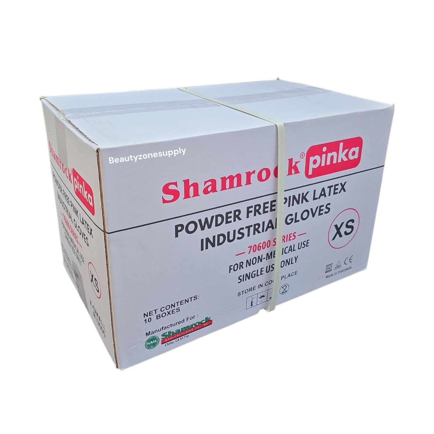 Shamrock Pinka Powder Free Latex Industrial Gloves Case 10 Box - BeautyzoneNailSupply