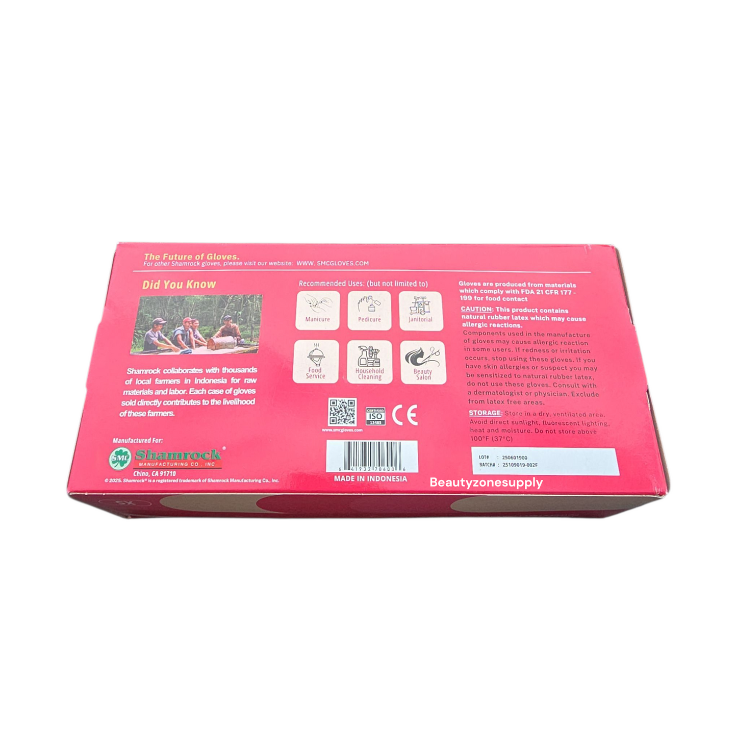 Shamrock Pinka Powder Free Latex Industrial Gloves Case 10 Box - BeautyzoneNailSupply