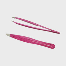 Load image into Gallery viewer, Simco Slant Pro-Tweezer Glitter Handle Pink
