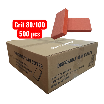 Slim Nail Buffer Orange White Grit 80/100 500 pc #W27