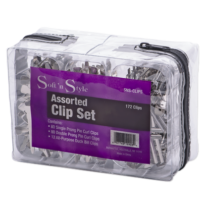 Soft ’n Style Assorted Clips & Pins Set with Travel Case 172 pcs #SNS-CLIPS