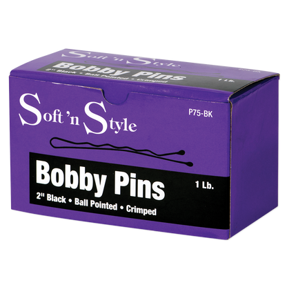Soft ’n Style Bobby Pins, Black, 1 lb. box - 2" #P75-BK