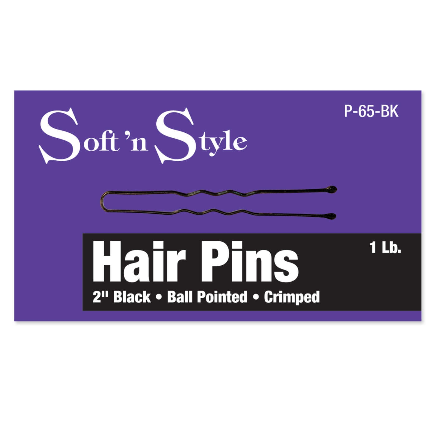 Soft ’n Style Hair Pins, Black, 1 lb. box - 2" #P-65-BK