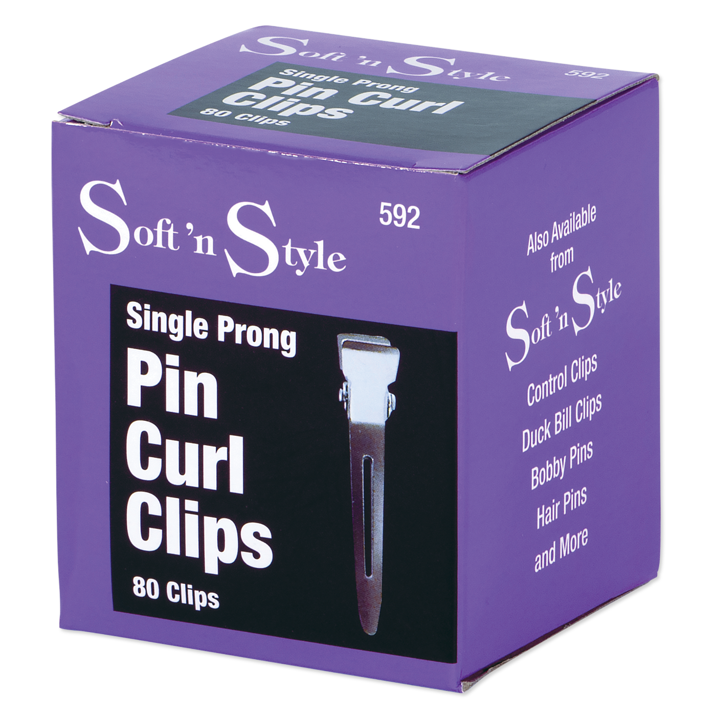 Soft ’n Style Single Prong Pin Curl Clips - box of 80 #592